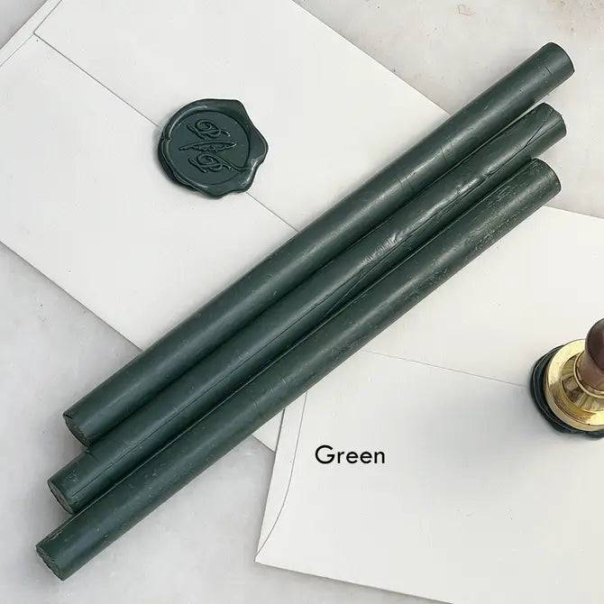 Black pliable sealing wax sticks by Papier Plume, 7 inches long, suitable for sealing and decorative wax applications.