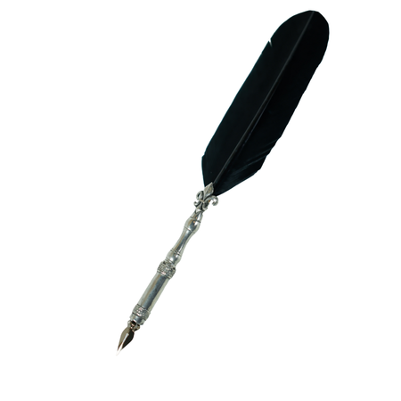 Le Potier D'Etain - Feather Ink Quills - Pewter Fleur De Lis - Papier Plume