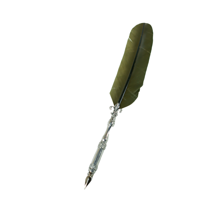 Le Potier D'Etain - Feather Ink Quills - Pewter Fleur De Lis - Papier Plume