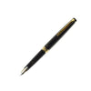 Black Pilot E95S fountain pen with gold clip and fine nib, showcasing its sleek design and smooth writing tip.