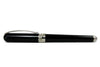 Pineider Avatar UR fountain pen in Graphene Black with gold accents, showcasing its sleek, elegant design and fine nib.