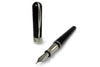Pineider Avatar UR fountain pen in Graphene Black with fine nib, showcasing sleek design and elegant craftsmanship.