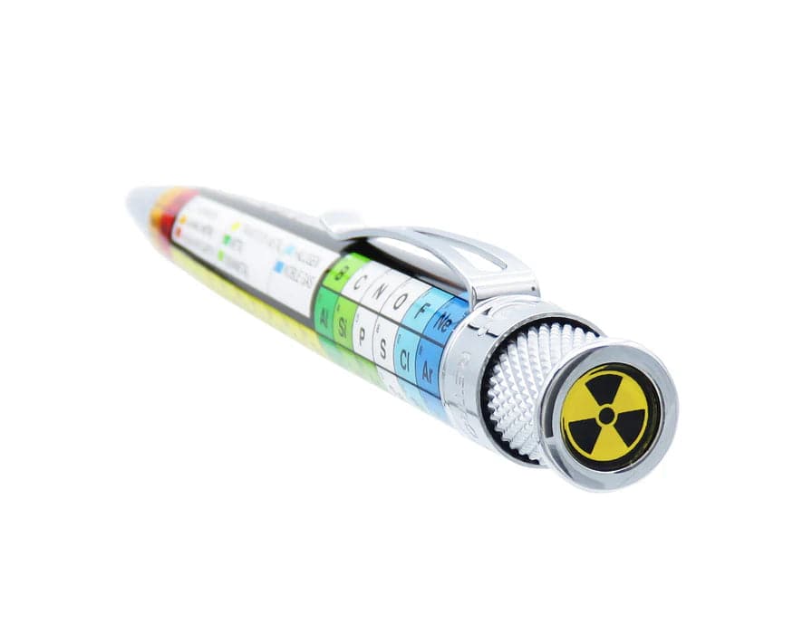 Retro 51 Tornado Vintage Metalsmith Dmitri Periodic Table rollerball pen with detailed metallic design.