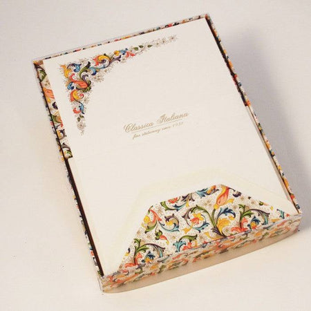 Rossi Florentine Classico Notecards, elegant stationery with intricate floral design and classic craftsmanship, suited for personalized notes.