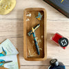 Esterbrook x BUNGUBOX Kingfisher Estie fountain pen with blue and gold accents on a white background.