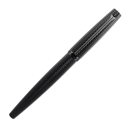 Diplomat Viper black fountain pen with capped design, showcasing sleek black body and silver accents.