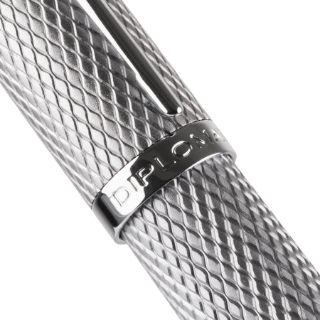 Silver Diplomat Viper fountain pen with sleek metallic finish and elegant design, showcasing the pen's body and cap.