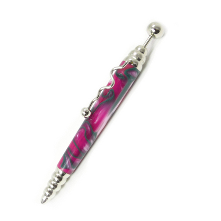 Jean-Pierre Lepine Zig Zag Ballpoint Pen - Pink with Green Filet - Papier Plume